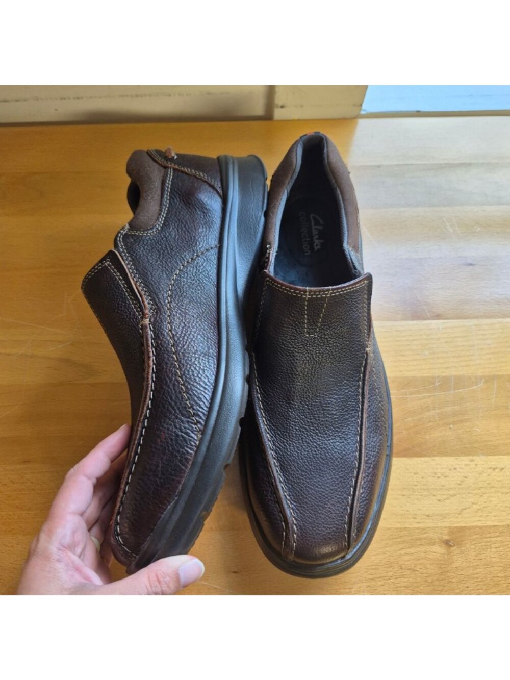 Clarks Mens Loafers Brown Leather Slip-On Shoes Size 13M - Picture 8 of 8